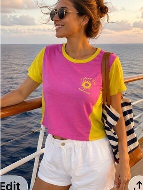 Pilcro Anthropologie Island Sun Bahamas Graphic Tee XS 100% Cotton